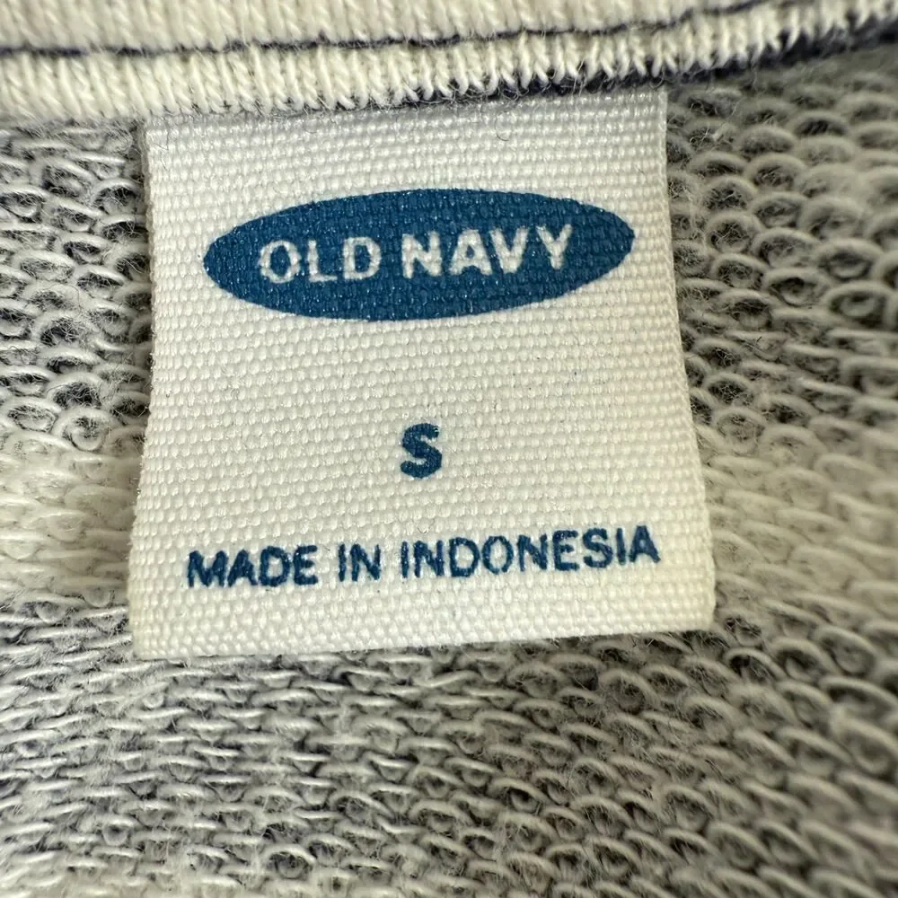Old Navy Women's Ruffle Long Sleeve Top Navy Blue Cream Stripe Size S Small